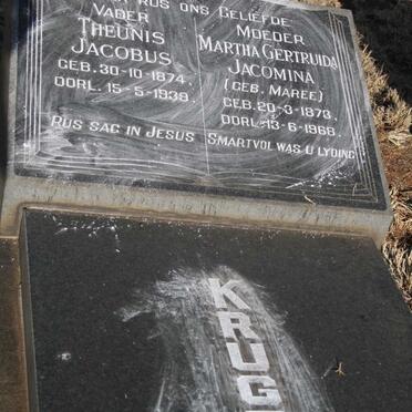 KRUGER Theunis Jacobus 1874-1939 & Martha Gertruida Jacomina MAREE 1873-1968