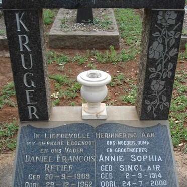 KRUGER Daniel Francois Retief 1909-1962 &amp; Annie Sophia SINCLAIR 1914-2000