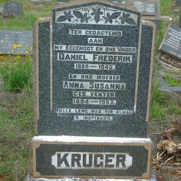 KRUGER Daniel Frederik 1889-1942 &amp; Anna Susanna VENTER 1894-1962