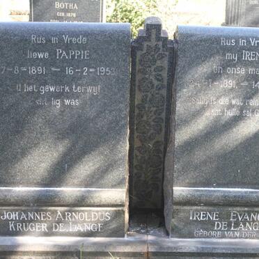 LANGE Johannes Arnoldus Kruger, de 1891-1953 & Irene Evangeline VAN DER HOVEN 1891-1948