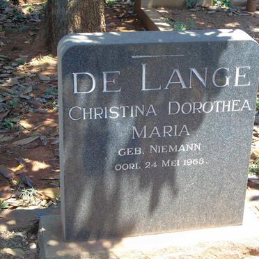 LANGE Christina Dorothea Maria, de nee NIEMANN -1963
