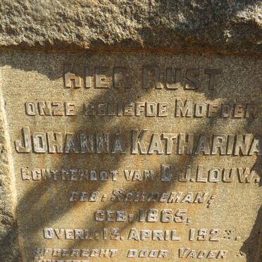 LOUW Johanna Katharina nee SCHOEMAN 1865-1922