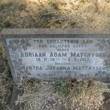 MATTHYSEN Adriaan Adam 1871-1917 & Martha Johanna BEETS 1877-1942