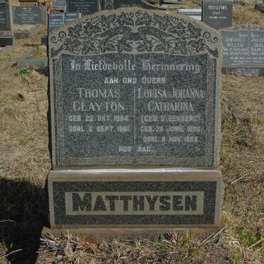 MATTHYSEN Thomas Clayton 1884-1961 &amp; Louisa Johanna Catharina STEENBERG 1886-1963