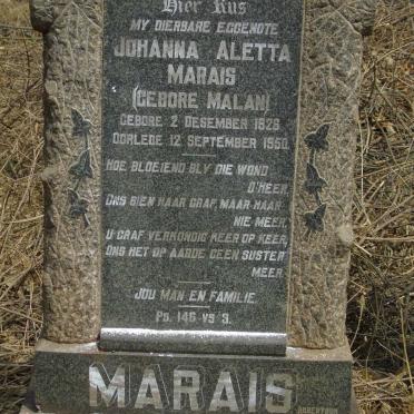 MARAIS Johanna Aletta nee MALAN 1926-1950
