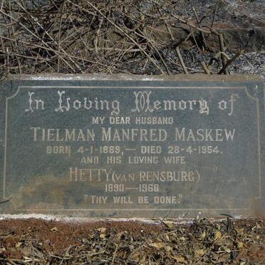 MASKEW Tielman Manfred 1889-1954 & Hetty VAN RENSBURG 1890-1968