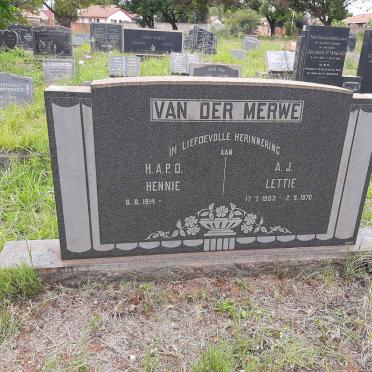 MERWE H.A.P.D., van der 1914- &amp; A.J. 1903-1970