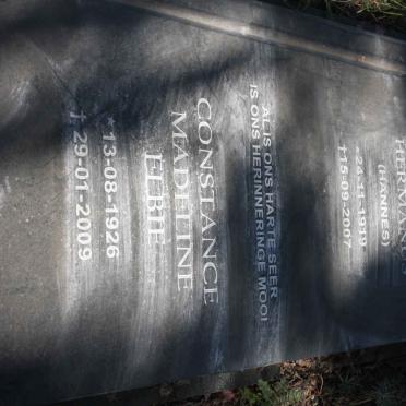 MERWE Johannes Hermanus, van der 1919-2007 &amp; Constance Madeline 1926-2009