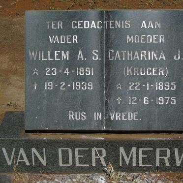 MERWE Willem A.S., van der 1891-1939 & Catharina J. KRUGER 1895-1975