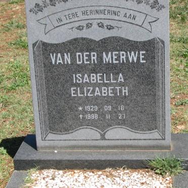 MERWE Isabella Elizabeth, van der 1929-1998
