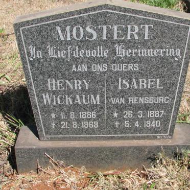 MOSTERT Henry Wickaum 1886-1969 &amp; Isabel VAN RENSBURG 1887-1940
