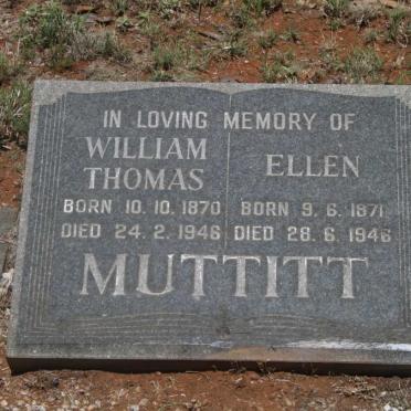 MUTTITT William Thomas 1870-1946 & Ellen 1871-1946