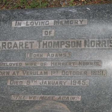 NORRIS Margaret Thompson nee ADAMS 1881-1945