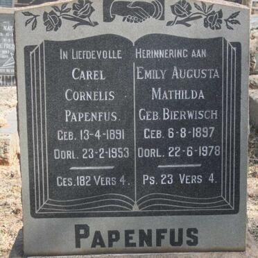 PAPENFUS Carel Cornelis 1891-1953 & Emily Augusta Mathilda BIERWISCH 1897-1978
