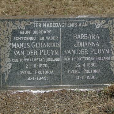 PLUYM Manus Gerardus, van der 1870-1949 &amp; Barbara Johanna 1880-1968