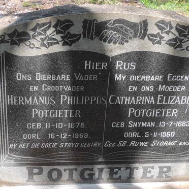 POTGIETER Hermanus Philippus 1878-1969 & Catharina Elizabeth SNYMAN 1883-1960