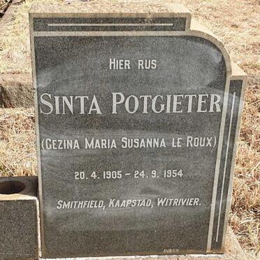 POTGIETER Gezina Maria Susanna nee LE ROUX 1905-1954