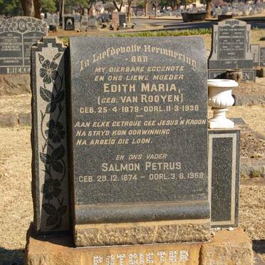 POTGIETER Salmon Petrus 1874-1968 &amp; Edith Maria van ROOYEN 1879-1938