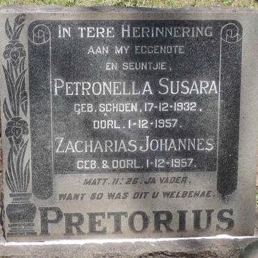 PRETORIUS Petronella Susara nee SCHOEN 1932-1957 :: PRETOIUS Zacharias Johannes  1957-1957