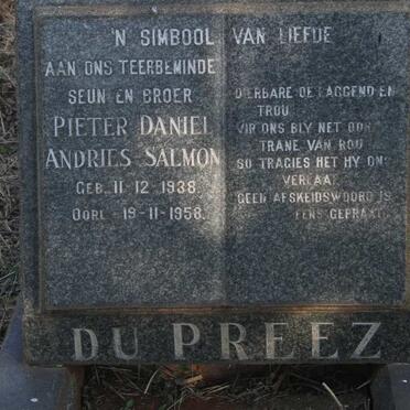 PREEZ Pieter Daniel Andries Salmon, du 1938-1958