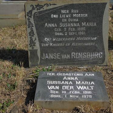 RENSBURG Anna Susanna Maria, Janse van 1886-1961 :: VAN DER WALT Anna Sussana 1916-1979