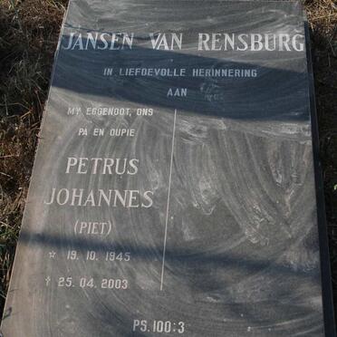 RENSBURG Petrus Johannes, Jansen van 1945-2003