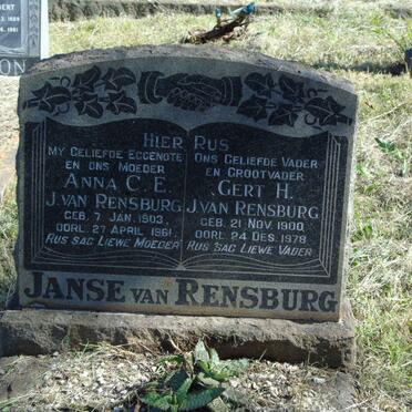 RENSBURG Gert H., JANSE van 1900-1978 &amp; Anna C.E. 1903-1961