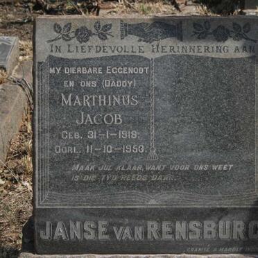 RENSBURG Marthinus Jacob, Janse van 1918-1953