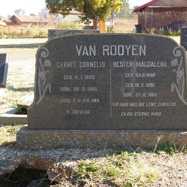 ROOYEN Gerrit Cornelis, van 1888-1965 &amp; Hester Magdalena SAAYMAN 1892-1960 