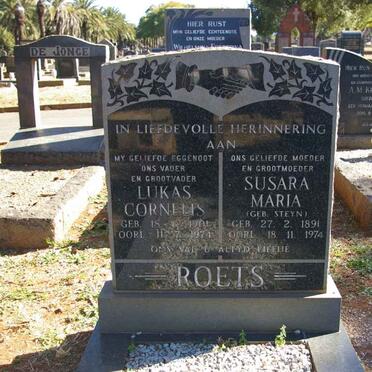 ROETS Lukas Cornelis 1901-1974 &amp; Susara Maria STEYN 1891-1974