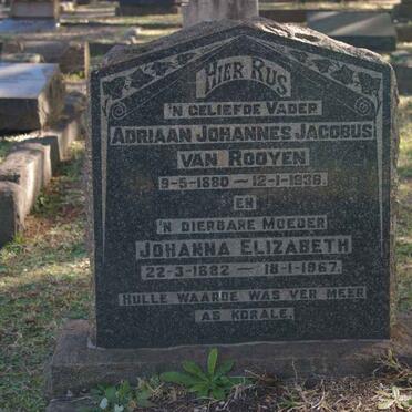 ROOYEN Adriaan Johannes Jacobus, van 1880-1936 &amp; Johanna Elizabeth 1882-1967