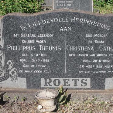 ROETS Phillippus Theunis 1890-1962 &amp; Christiena Catharina JANSEN VAN VUUREN 1896-1983