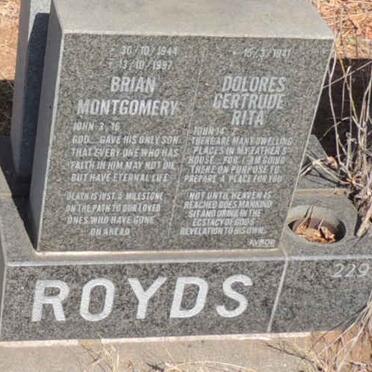 ROYDS Brian Montgomery 1944-1997 & Dolores Gertrude Rita 1941- 