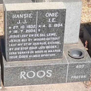 ROOS J.J. 1932-2004 & I.E. 1934- 