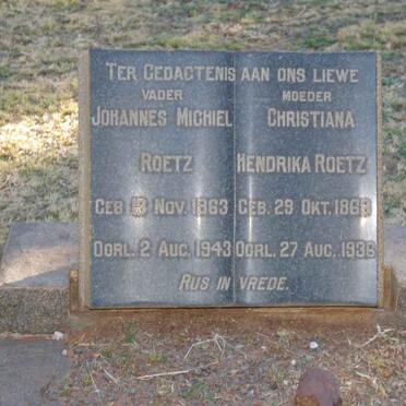 ROETZ Johannes Michiel 1863-1943 &amp; Christiana Hendrika 1868-1936