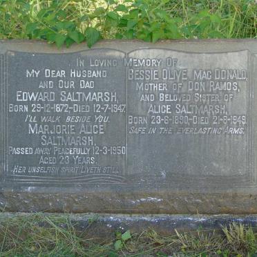 SALTMARSH Edward 1872-1947 & Marjorie Alice -1950 :: MACDONALD Bessie Olive 1890-1949