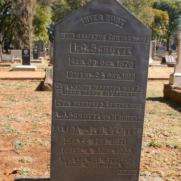 SCHUTTE I.G. 1870-1918 &amp; Alida J.B. VENTER 1871-1935 