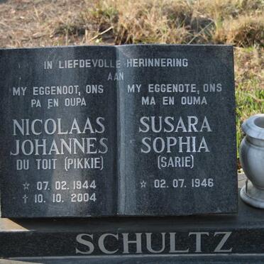 SCHULTZ Nicolaas Johannes du Toit 1944-2004 &amp; Susara Sophia 1946-