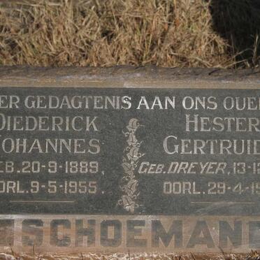 SCHOEMAN Diederick Johannes 1889-1955 & Hester Gertruida DREYER 1897-1955