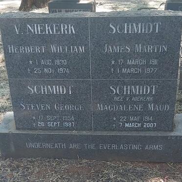 SCHMIDT James Martin 1911-1977 &amp; Magdalene Maud v. NIEKERK 1914-2007 :: SCHMIDT Steven George 1954-1987