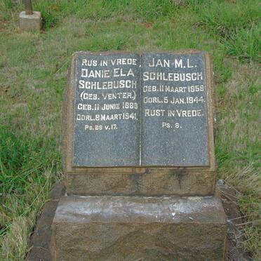 SCHLEBUSCH Jan M.L. 1859-1944 &amp; Danie Ela VENTER 1868-1941