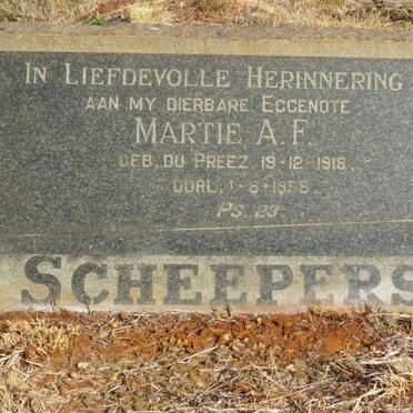 SCHEEPERS Martie A.F. nee DU PREEZ 1918-1955