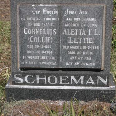 SCHOEMAN Cornelius 1887-1964 &amp; Aletta T.L. MARITZ 1895-1973
