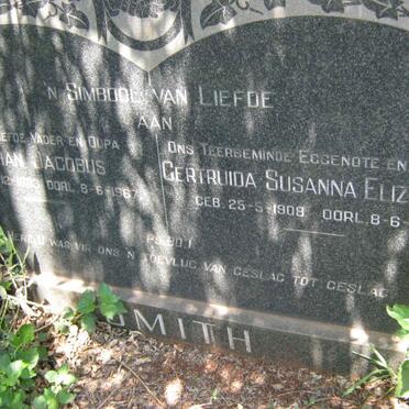 SMITH Johan Jacobus 1883-1967 & Gertruida Susanna Elizabeth 1908-19??