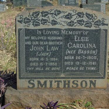 SMITHSON John Law 1894-1958 &amp; Elsie Carolina BASSON 1905-1981