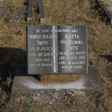 SMITH Francis Benjamin 1891-1962 &amp; Aletta Wilhelmina VAN DER SCHYFF 1889-1977