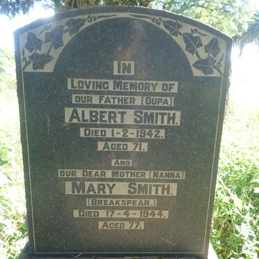 SMITH Albert -1942 &amp; Mary BREAKSPEAR -1944