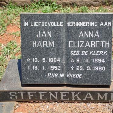 STEENEKAMP Jan Harm 1884-1952 &amp; Anna Elizabeth DE KLERK 1894-1980