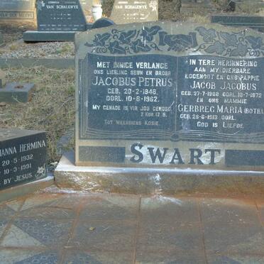 SWART Jacob Jacobus 1908-1972 & Gerbreg Maria BOTHA 1913- :: SWART Jacobus Petrus 1946-1962 :: SWART Johanna Hermina 1932-1991