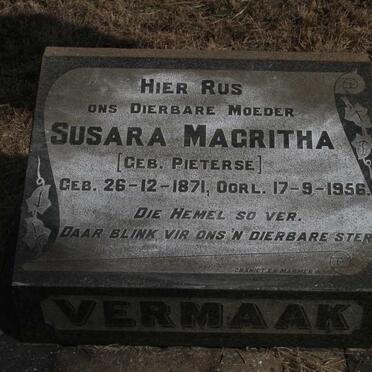 VERMAAK Susara Magritha nee PIETERSE 1871-1956